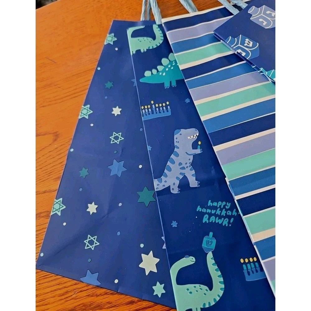 Spritz Hanukkah Gift Bags - 3 Packs (10 Total) - Target - Menorah, Dreidel, Dino
